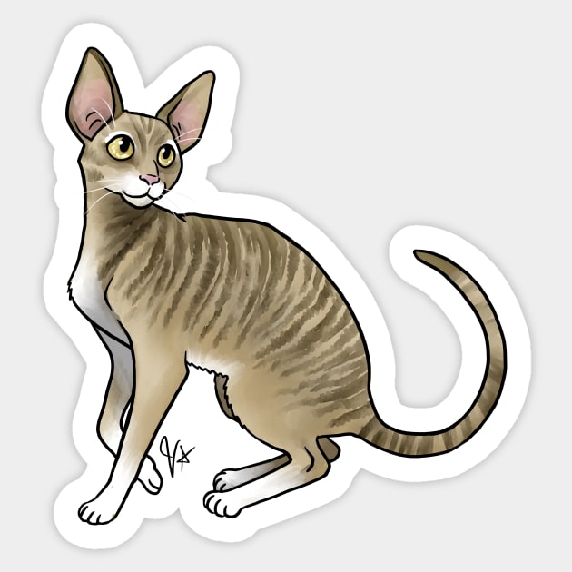 Cat - Cornish Rex - Tabby Sticker by Jen's Dogs Custom Gifts and Designs